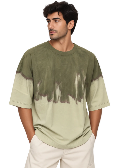 Olive Distressed Wash Oversized T-Shirt