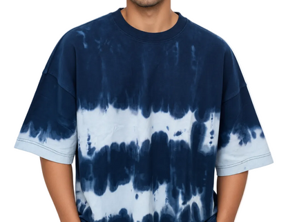 Indigo Wave Tie-Dye Oversized T-Shirt