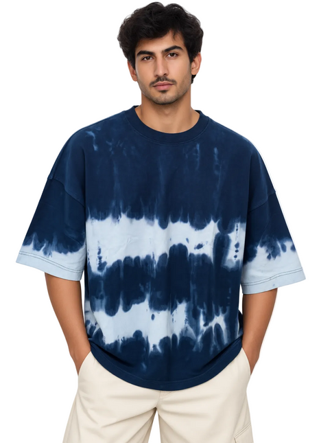 Indigo Wave Tie-Dye Oversized T-Shirt