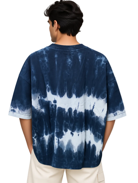 Indigo Wave Tie-Dye Oversized T-Shirt