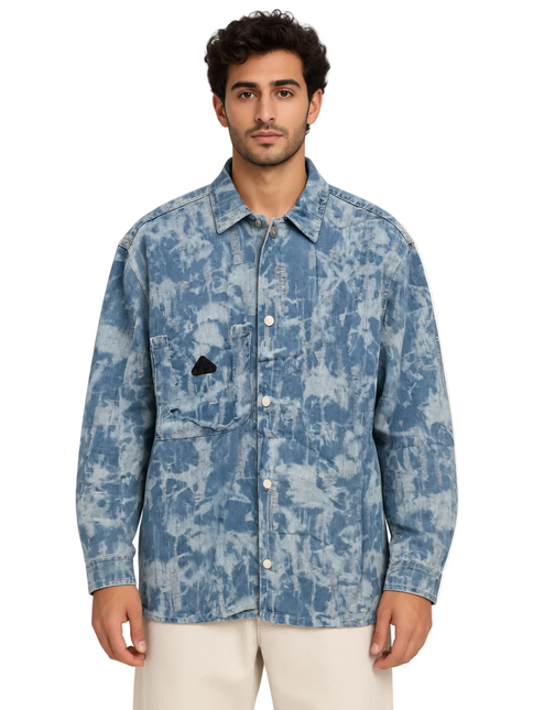 Vintage Distressed Denim Utility Shirt