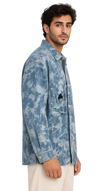Vintage Distressed Denim Utility Shirt