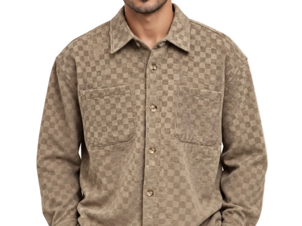 Velvet Checkered Utility Overshirt