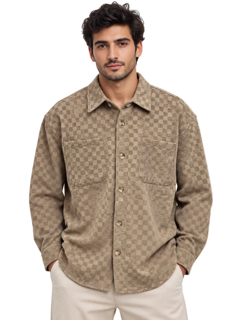 Velvet Checkered Utility Overshirt