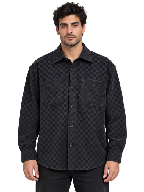 Velvet Checkered Utility Overshirt
