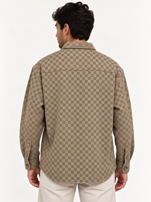 Velvet Checkered Utility Overshirt