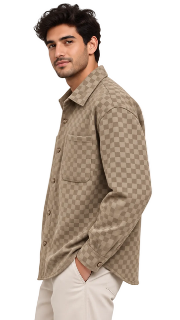Velvet Checkered Utility Overshirt