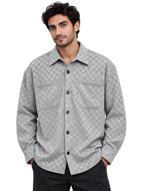 Velvet Checkered Utility Overshirt