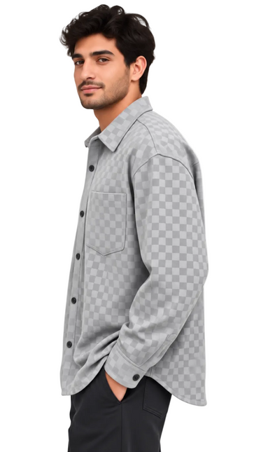Velvet Checkered Utility Overshirt