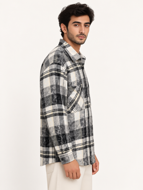 Vintage Plaid Utility Overshirt – Sage Green