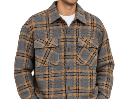 Wool Plaid Utility Overshirt – Black & Purple
