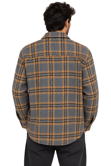 Wool Plaid Utility Overshirt – Black & Purple