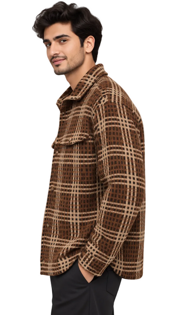 Heritage Grid Wool Jacket Over Shirt