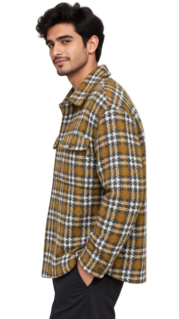 Mustard Plaid Overshirt Jacket