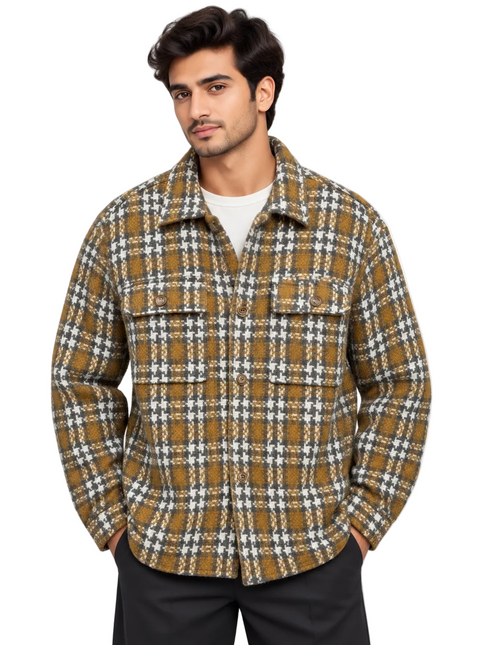 Mustard Plaid Overshirt Jacket