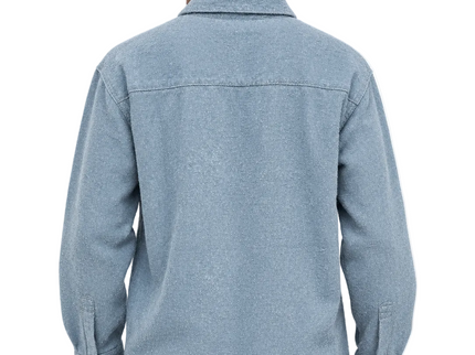Frost Blue Textured Zip-Up Shacket