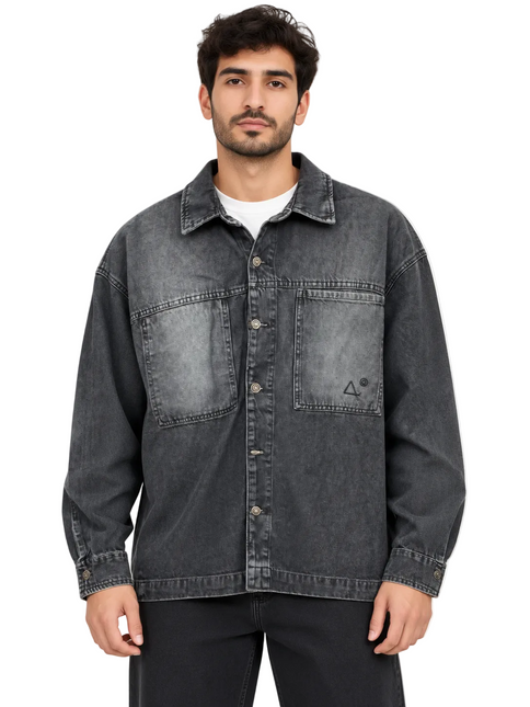 Shadow Wash Utility Denim Overshirt