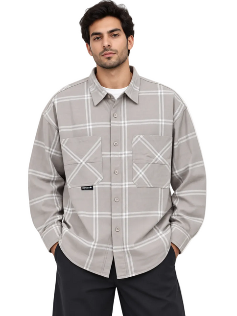 Cocoa Grid Utility Overshirt