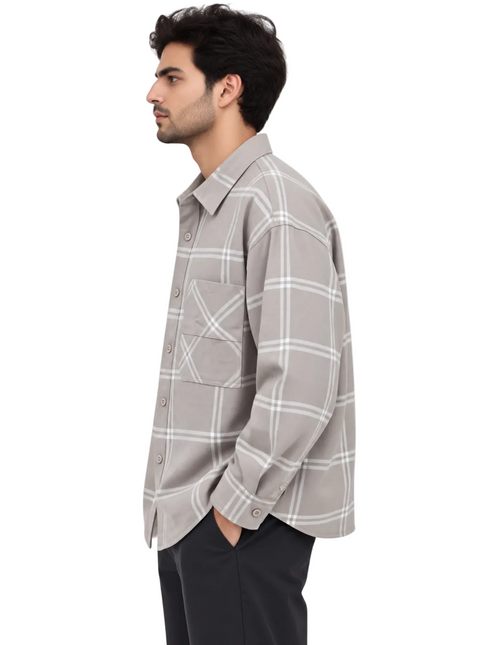 Cocoa Grid Utility Overshirt