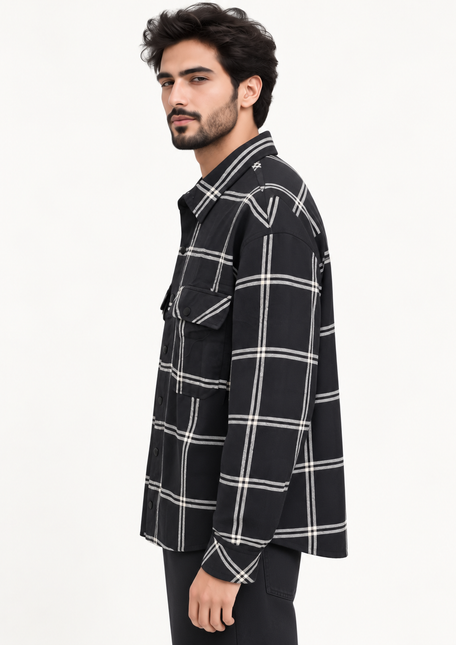 Midnight Grid Utility Overshirt