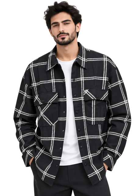 Midnight Grid Utility Overshirt