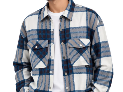 Blue Horizon Utility Overshirt – White & Navy