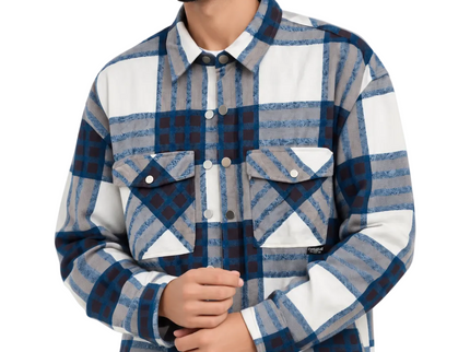 Blue Horizon Utility Overshirt – White & Navy