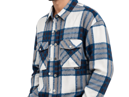 Blue Horizon Utility Overshirt – White & Navy
