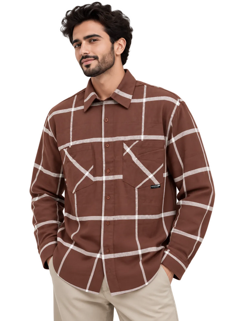 Cocoa Grid Utility Overshirt