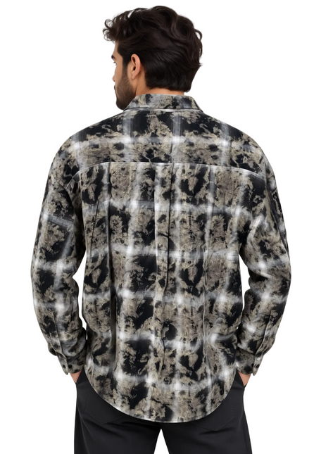Shadow Distressed Plaid Overshirt
