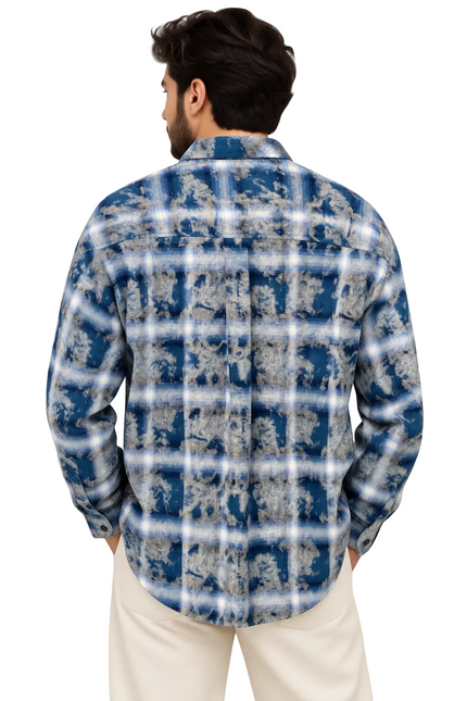 Shadow Distressed Plaid Overshirt