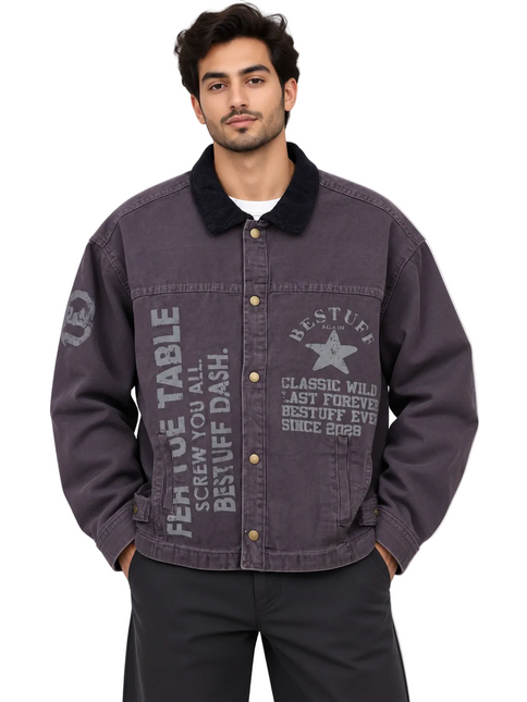 Contrast Collar Canvas Jacket