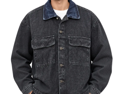 Vintage Washed Denim Jacket – Black