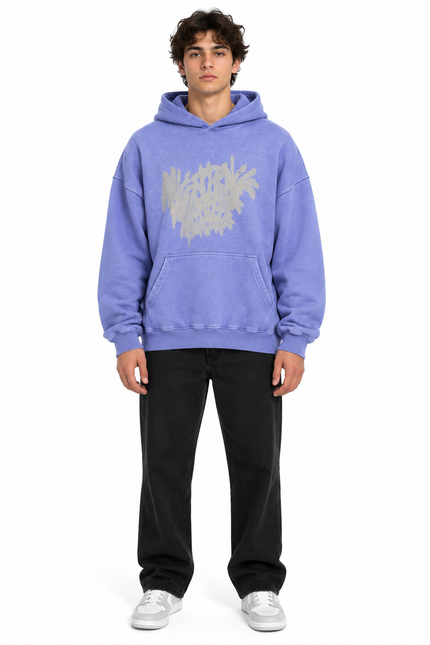 Washed Lilac Oversized Graphic Hoodie