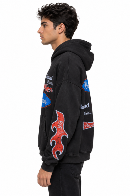Vintage Black Graphic Oversized Hoodie