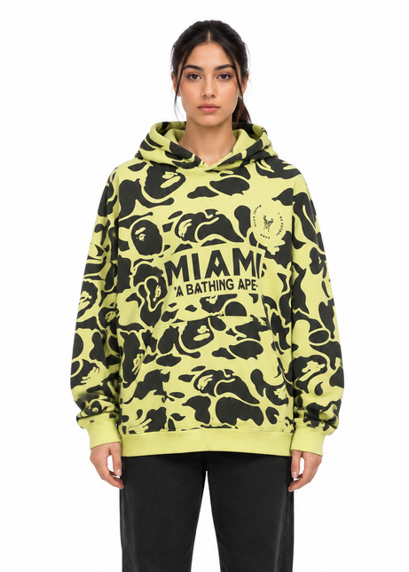 Lime Green Camo Oversized Graphic Hoodie