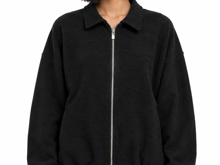 Black Textured Zip-Up Jacket