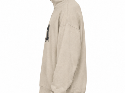 Beige Quarter-Zip Oversized Sweatshirt – Number 1