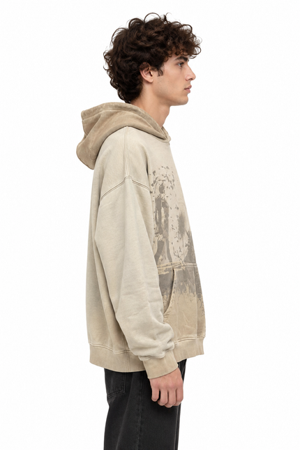 CATCH Vintage Graphic Hoodie – Washed Beige