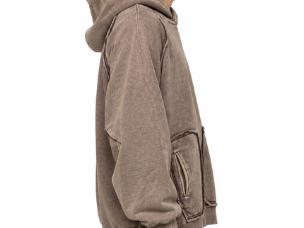 CATCH Vintage Washed Utility Hoodie – Taupe Brown