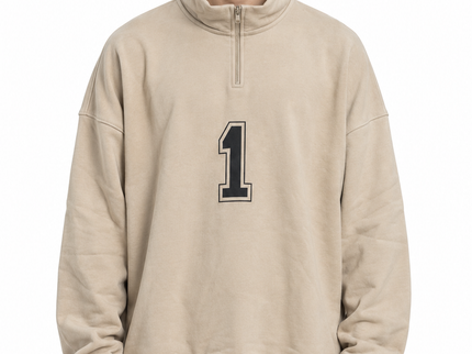 Beige Quarter-Zip Oversized Sweatshirt – Number 1