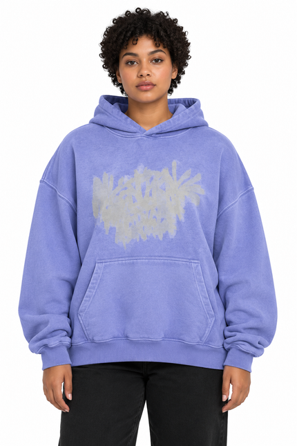 Washed Lilac Oversized Graphic Hoodie