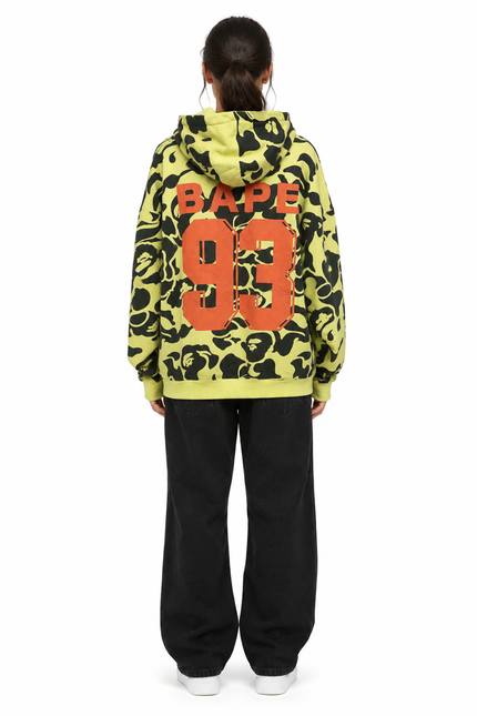 Lime Green Camo Oversized Graphic Hoodie
