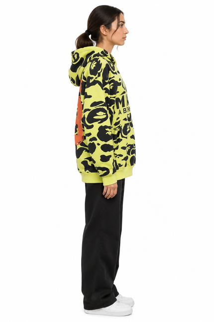 Lime Green Camo Oversized Graphic Hoodie