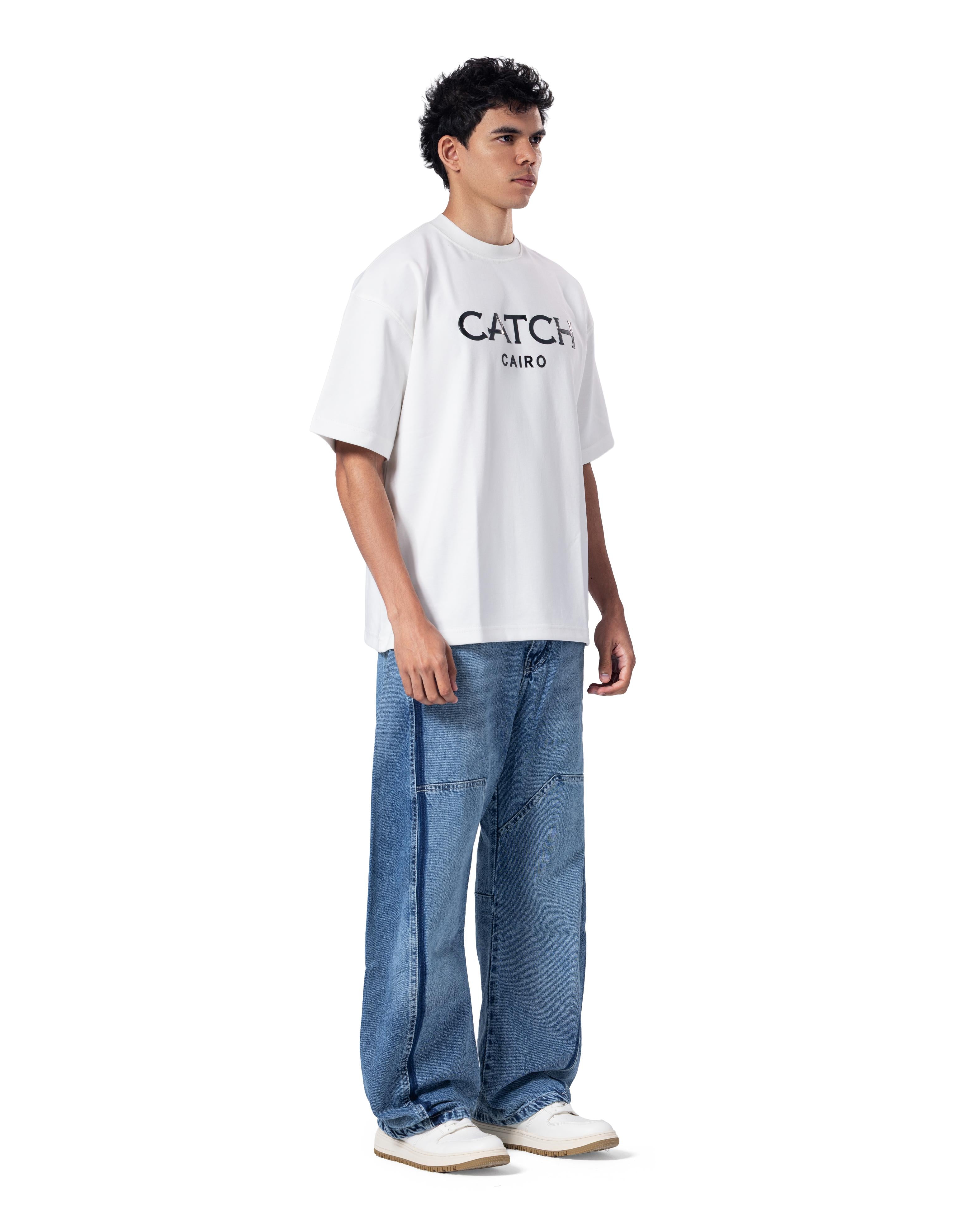 Crew Neck Oversized Fit Catch Printed T-Shirt