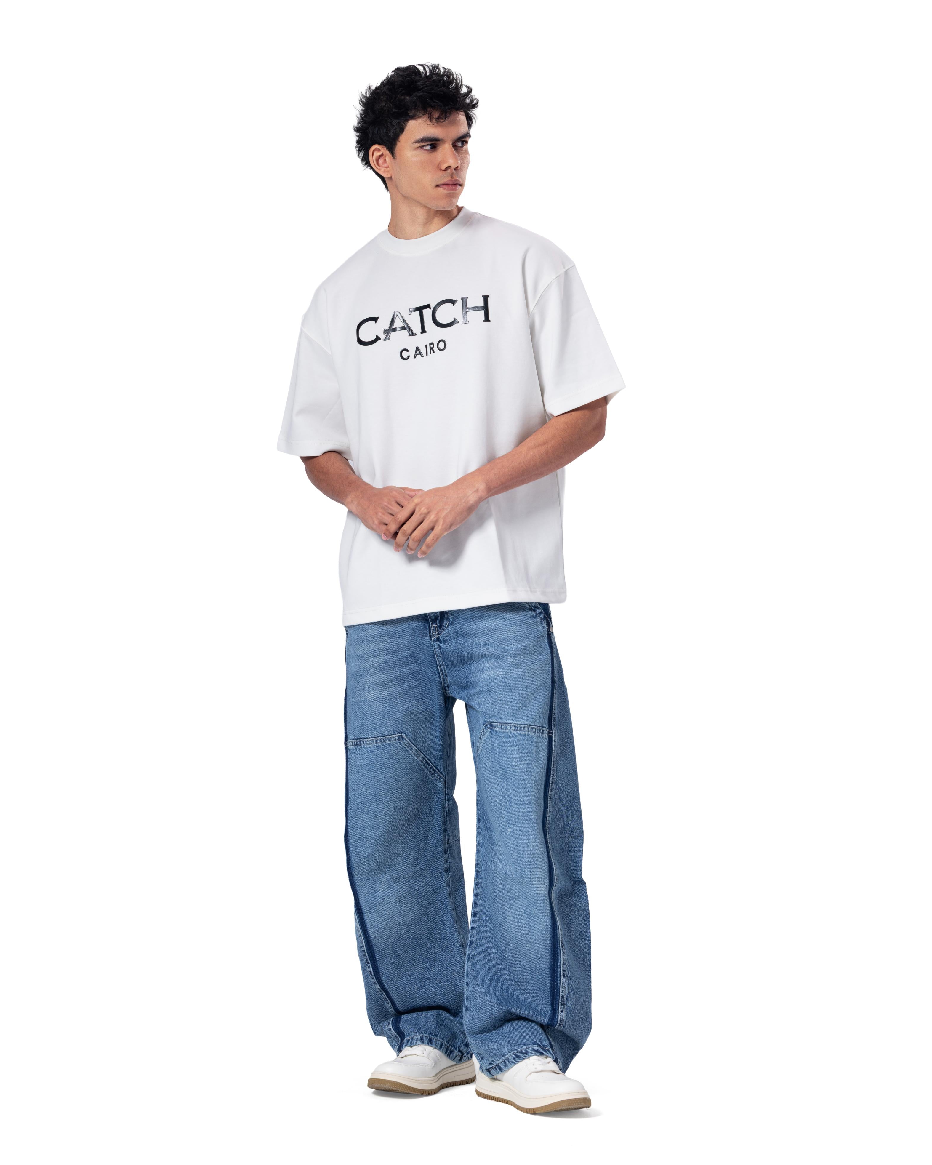 Crew Neck Oversized Fit Catch Printed T-Shirt