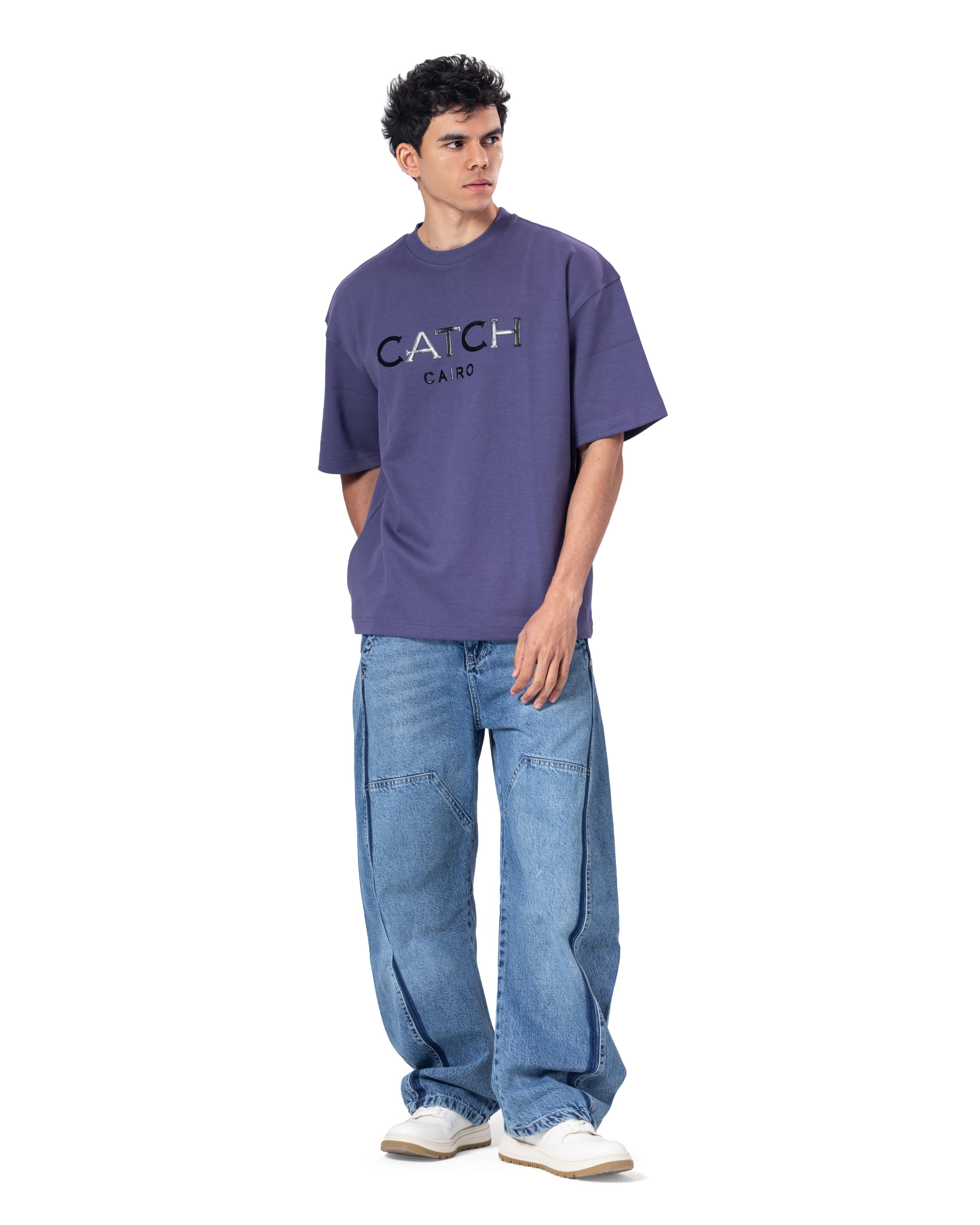 Crew Neck Oversized Fit Catch Printed T-Shirt