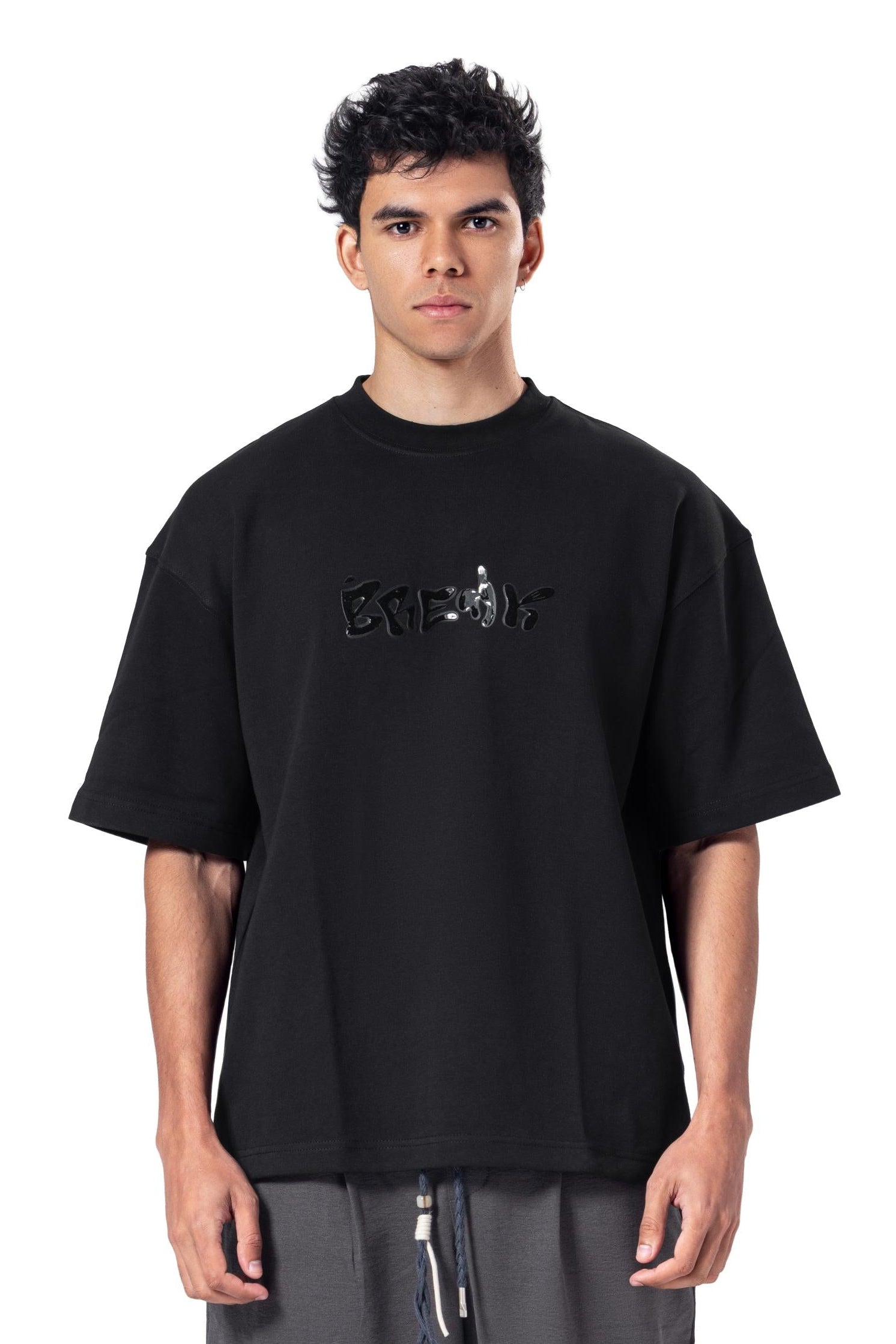 Crew Neck Oversized Fit Creek Printed T-Shirt