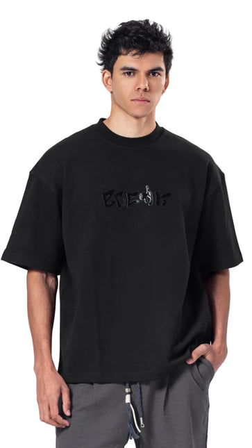 Crew Neck Oversized Fit Break Printed T-Shirt