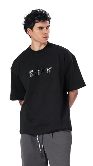 Crew Neck Oversized Fit Break Printed T-Shirt